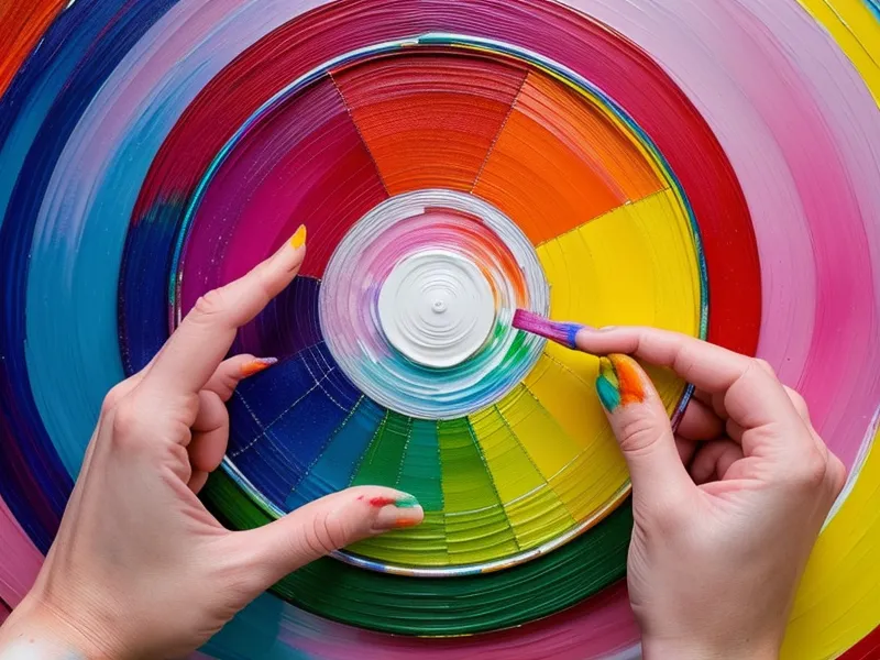 Muestras de color y círculo cromático siendo comparados bajo luz natural