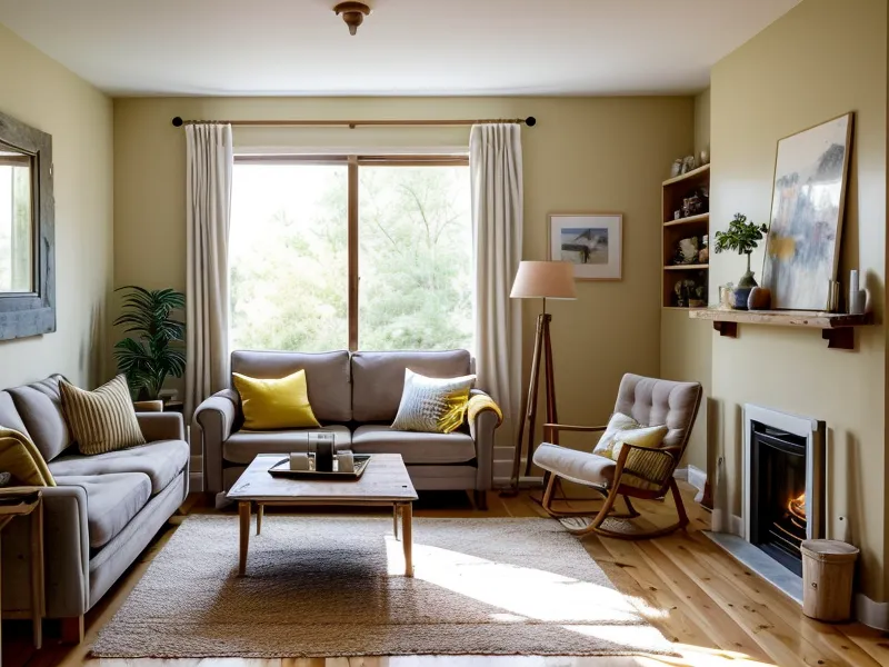 Rincón de una sala decorada con un sillón y una lámpara en armonía