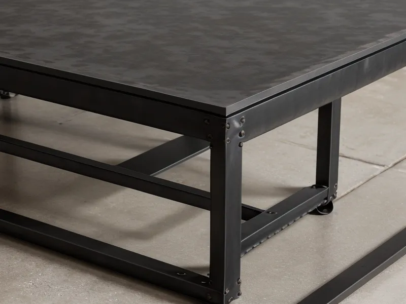 Detalle de la estructura metálica de una mesa nido industrial